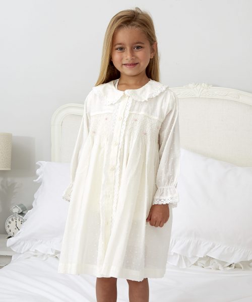 Ivory Smocked Dressing Gown ML049N (1)