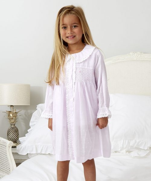 Pink Smocked Dressing Gown ML051N